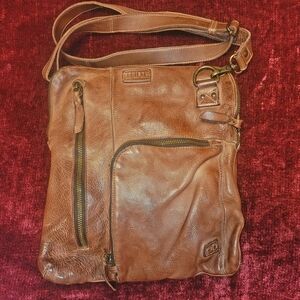Bed Stu Brown Leather Messenger Bag with Vintage Finish